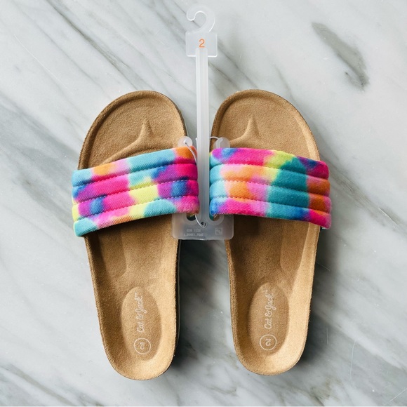 Cat & Jack•2•Rainbow Tie Dye•Selma Summer Slides•Comfy, Lightweight, Happy Feet - Picture 5 of 12